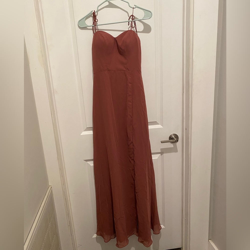 Azazie Rosey dress in desert rose size 0